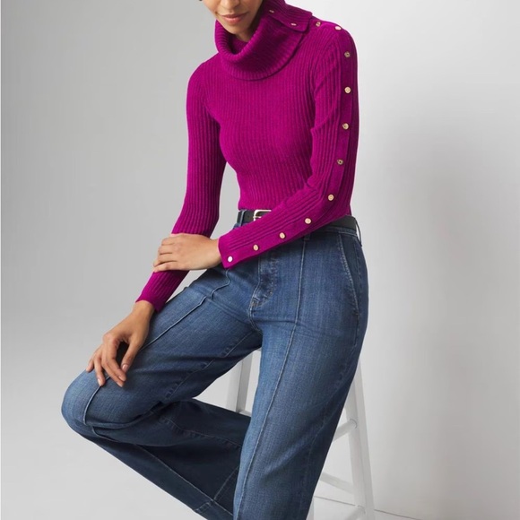 White House Black Market Fuchsia Turtleneck Sweater - Picture 2 of 11
